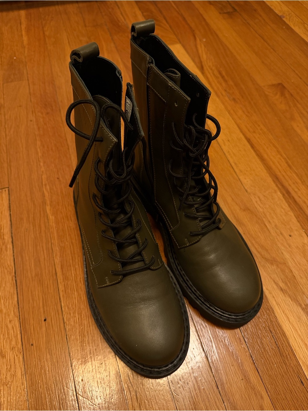 MarcellaNYC Olive Green Lace-Up Combat Boots